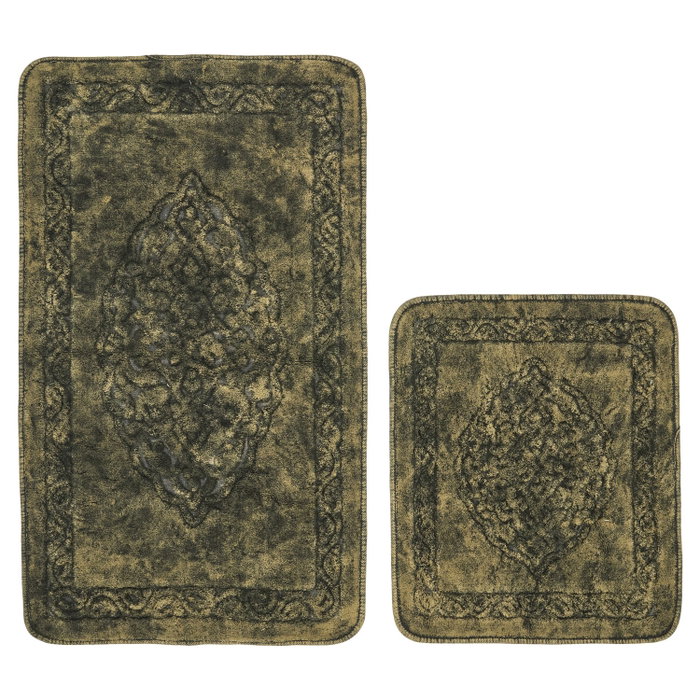 Mijölnir Juego de alfombrillas de baño de algodón Verde Mijölnir Juego de alfombrillas de baño de algodón Verde